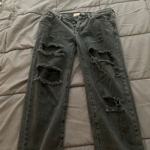 Black Distressed Boyfriend Jeans